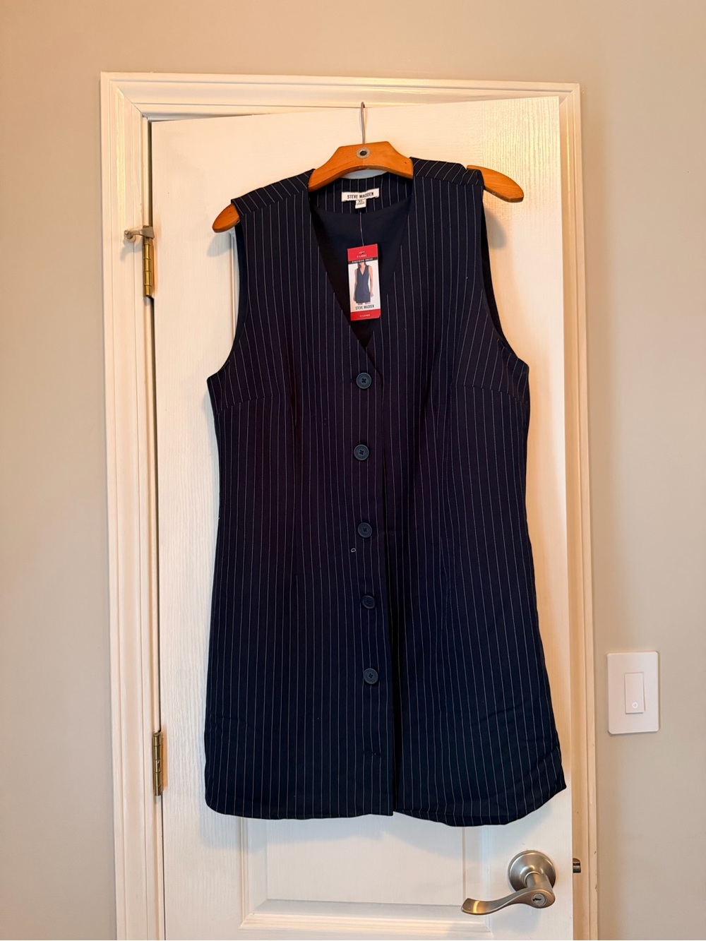 Steve Madden Navy Pinstripe Dress Vest